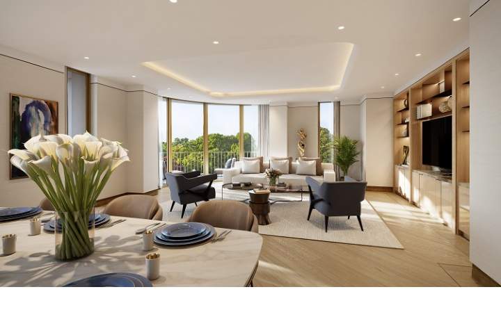 Living room with high ceiling