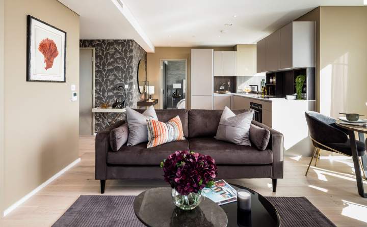 Living room and kitchen