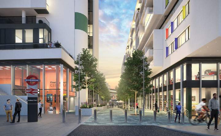 City North with the entrance of Finsbury Park