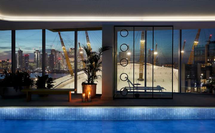 Swimming pool with the view of the landmark Swimming pool with the view of the landmark
